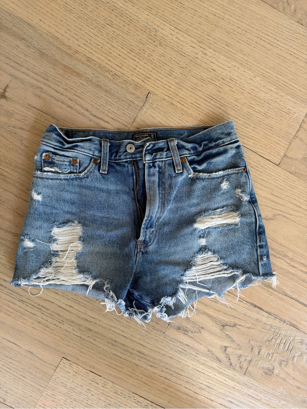 Abercrombie & Fitch Annie High Rise  Denim Cutoff Shorts